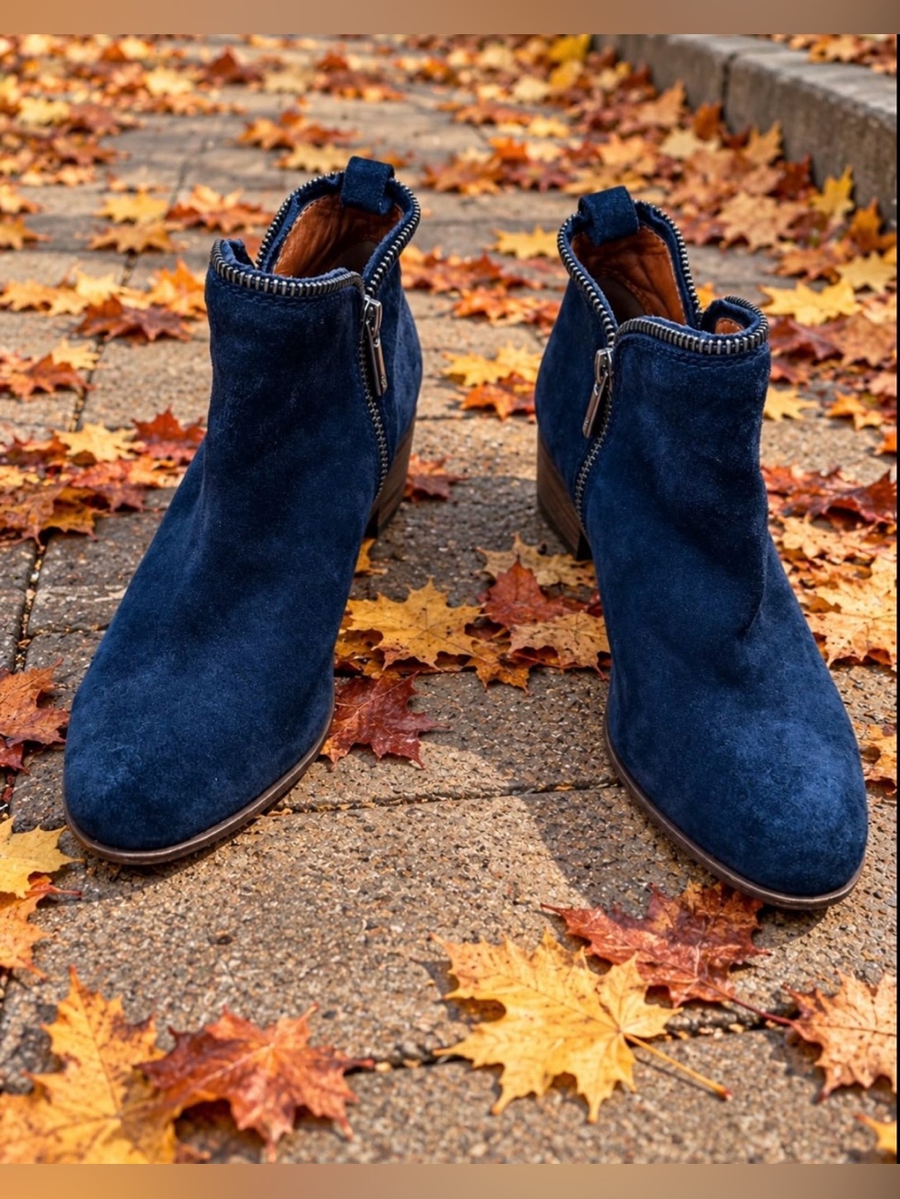 Lucky Brand Dark Blue Suede Ankle Boots